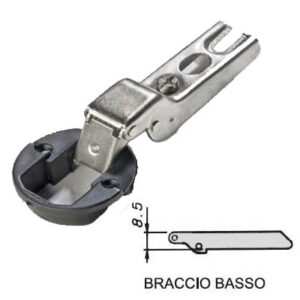Cerniere per vetro Ø35 braccio basso