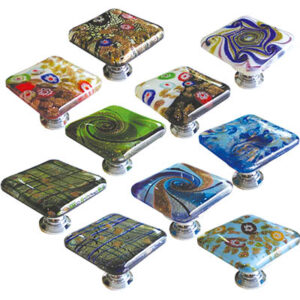 Pomolo in vetro "Quadrato lusso" 40x40mm