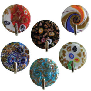 Ganci adesivi in vetro "Tondo lusso" assortiti Ø40