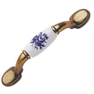 Maniglietta anticata 74mm con fiore blu