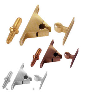 Fermaporta a pinza (con piolo a parete) in ottone 60x14x32mm