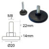 Piedino basso c/esagono Ø60 M8-M10 - immagine 3